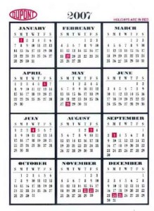 DuPont pocket Schedule Calendar
